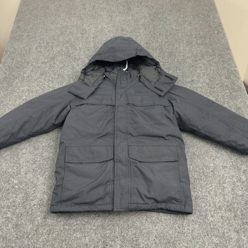Marmot Jacket Kids L Black Nylon Down Hooded Puffer Pockets Gorpcore